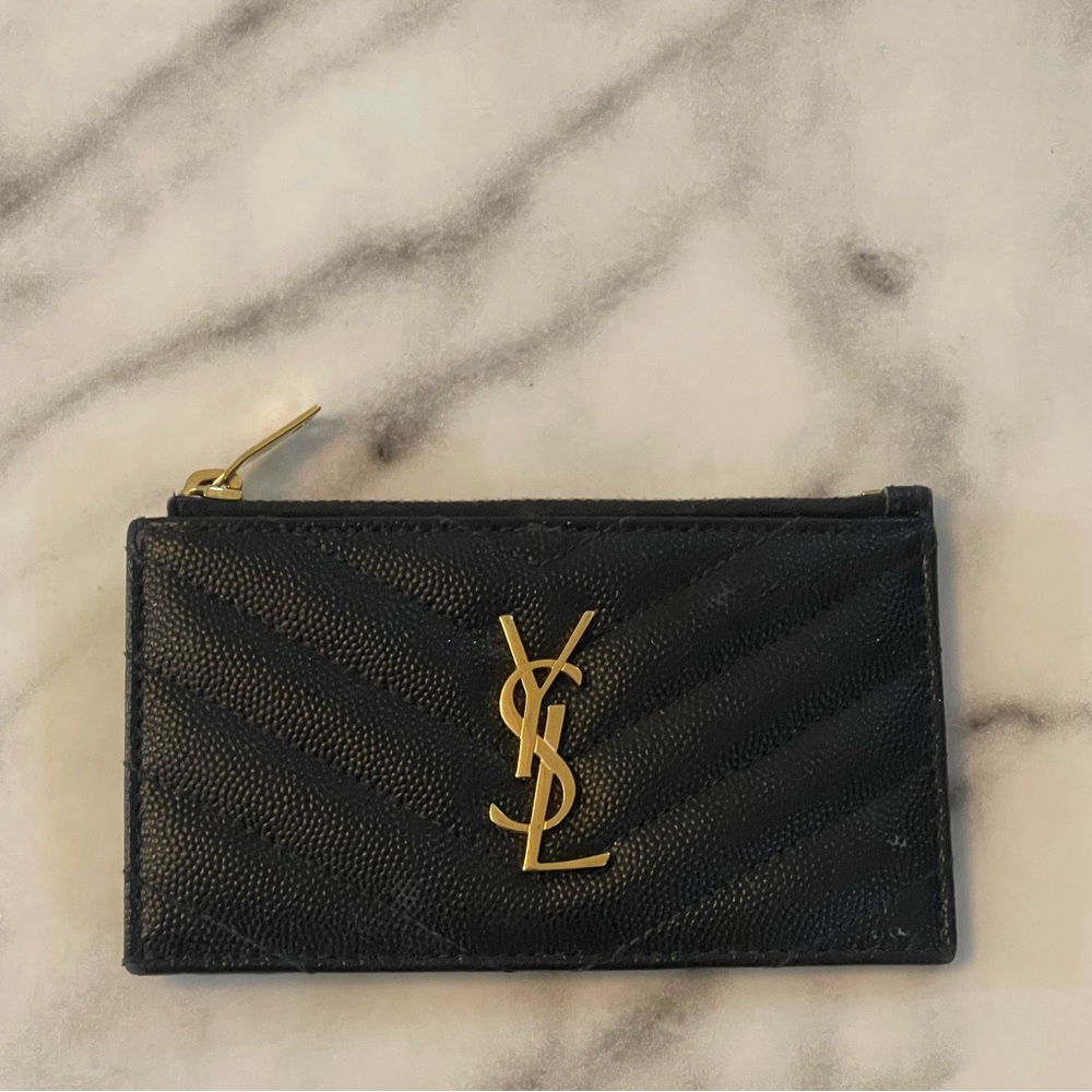 AUTHENTIC YSL CASSANDRE MATELASSÉ FRAGMENTS CARD CASE BLACK